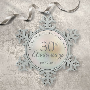 Mooie Parel 30ste Verjaardag Tin Sneeuwvlok Ornament