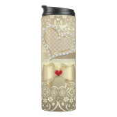 Mooie parelkralen met glitter lace gouden hartslag thermosbeker (Geroteerd rechts)