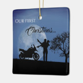 Mooie paren eerste kerstmotor liefde keramisch ornament (Links)