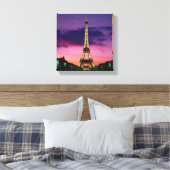 Mooie Paris Eiffeltoren 's nachts Canvas Afdruk (Insitu (Slaapkamer))