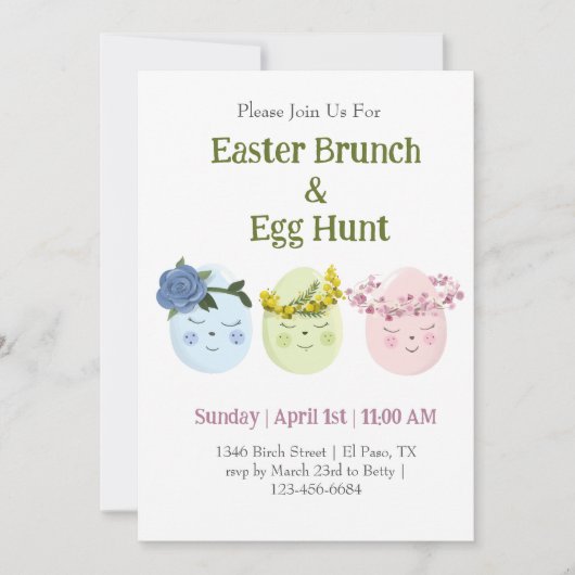 Mooie Pasen Brunch Eierspel Uitnodiging (Voorkant)