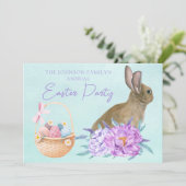 Mooie Pasen Bunny Custom Pastel Party Kaart (Staand voorkant)