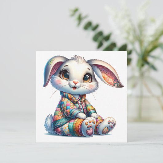 Mooie Pasen Konijn Thema Uitnodiging (Staand voorkant)
