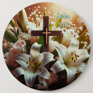 Mooie Pasen lelie kruis Ronde Button 6,0 Cm