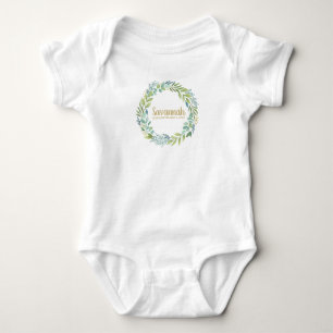 Mooie pasgeboren baby eucalyptus krans romper