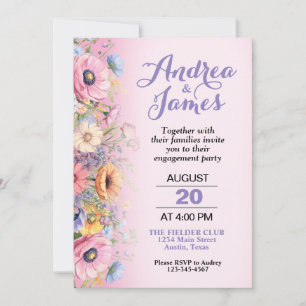 Mooie Pastel Bloemen Trouwfeest Kaart