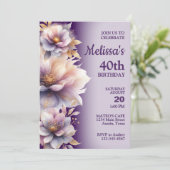 Mooie Pastel Bloemen Verjaardagsfeest Uitnodiging (Staand voorkant)