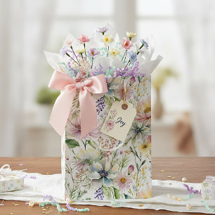 Mooie pastel bloemenprint medium cadeauzakje