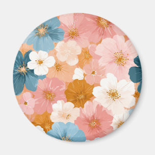 Mooie Pastel Bloemmotief Magneet