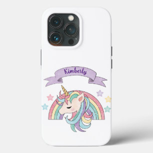 Mooie Pastel Eenhoorn & Fonkelende Regenboog Aange iPhone 13 Pro Hoesje