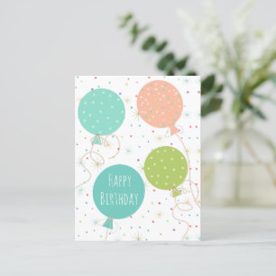Mooie pastel gekleurde ballonnen Gefeliciteerd met Briefkaart