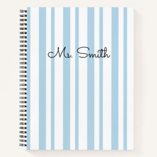 Mooie Pastel Gestreepte Patroon Blauwe Notitieboek