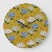 Mooie, Pastel kleur Hydrangea & Wildflower Grote Klok (Voorkant)