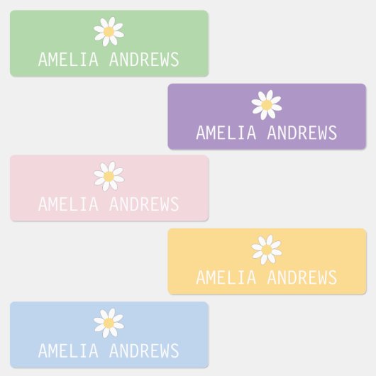 Mooie Pastel Madeliefjes Aangepaste Kindernaamlabe Labels (Groep)