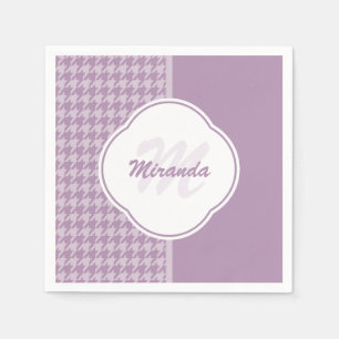 Mooie Pastel Paarse Houndstooth Monogram en Naam Servetten