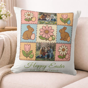 Mooie Pastel Paashaas Bloem Patchwork 2 Foto's Kussen