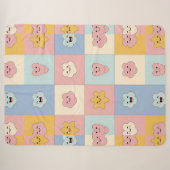 Mooie Pastel Patchwork Dekbed Sherpa Deken (Voorkant (horizontaal))