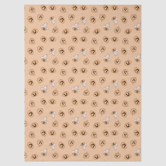 Mooie Pastel Pompoen Halloween Patroon Inpakpapier Tissuepapier (Voorkant)