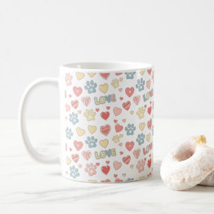 Mooie Pastel Pootafdrukken en Harten "LIEFDE" Patr Koffiemok
