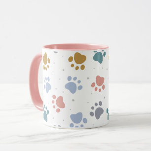 Mooie Pastel Pootafdrukken Minimalistisch Patroon Mok