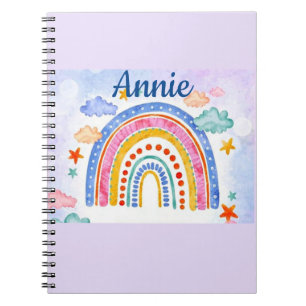 Mooie pastel regenboog gepersonaliseerd notitieboek