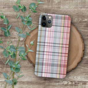 Mooie pastel roze blauw rood paars tartan patroon iPhone 16 pro max hoesje