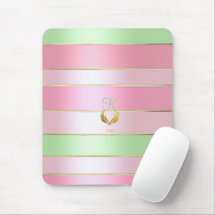 Mooie pastel roze en groene monogram muismat