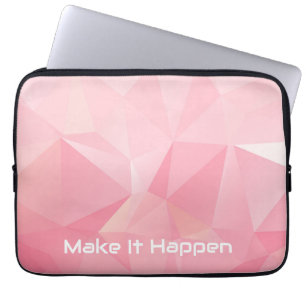Mooie Pastel Roze Laptophoes met Motiverende Laptop Sleeve