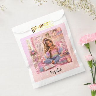 Mooie pastel roze regenboog christelijke meisjesbi bedankzakje