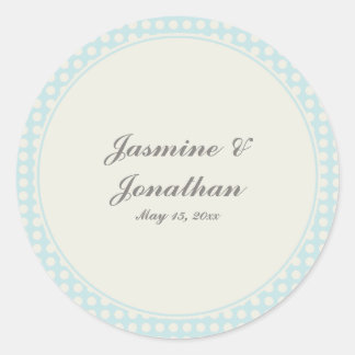 MOOIE PASTEL STIPPEN EN LINTEN BLAUW RONDE STICKER
