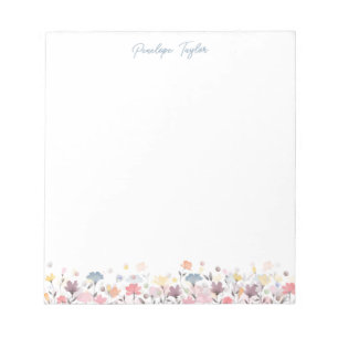 Mooie Pastel Waterverf Bloemen Gepersonaliseerde N Notitieblok