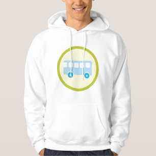 Mooie pastelblauwe schoolbus-icoon hoodie