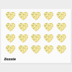 Mooie pastelgele bloemmotief, hart sticker