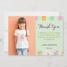 Mooie pastelgroene eieren kids verjaardagsfoto bedankkaart