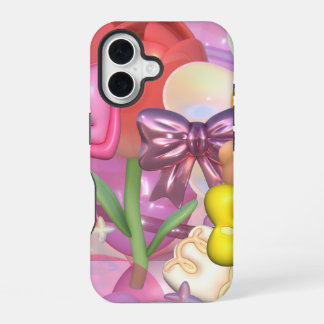 Mooie Pastelkleuren Borrelende Stickers iPhone 16 Hoesje