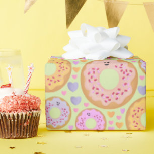 Mooie Pastelkleurige Donuts & Hartjes Cadeaupapier