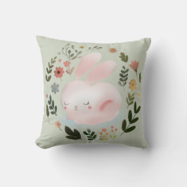 Mooie Pastelkleurige Lente Konijn Bloemenkrans Kin Kussen