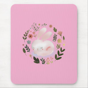 Mooie Pastelkleurige Lente Konijn Bloemenkrans Kin Muismat