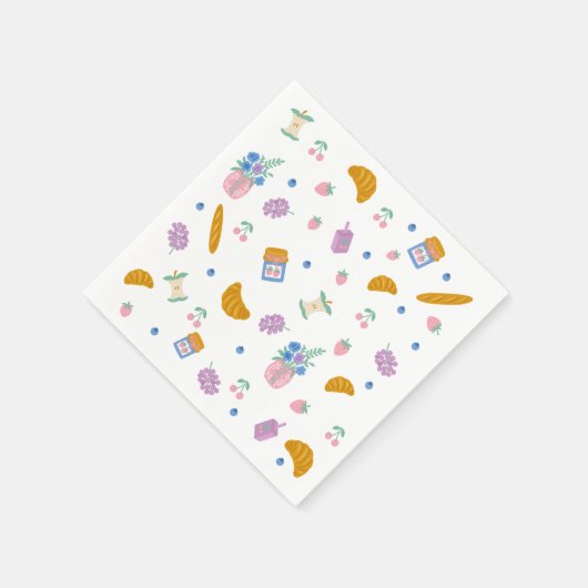 Mooie Pastelkleurige Ontbijtpatroon Papieren Serve Servet (Hoek)