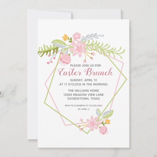 Mooie pastoor Brunch Floral Geometric Party Kaart (Voorkant)