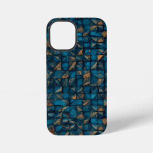 Mooie patchwork "look" in donker turquoise iPhone 12 mini hoesje