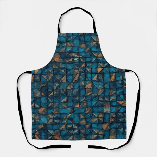 Mooie patchwork "look" in donker turquoise schort (Voorkant)