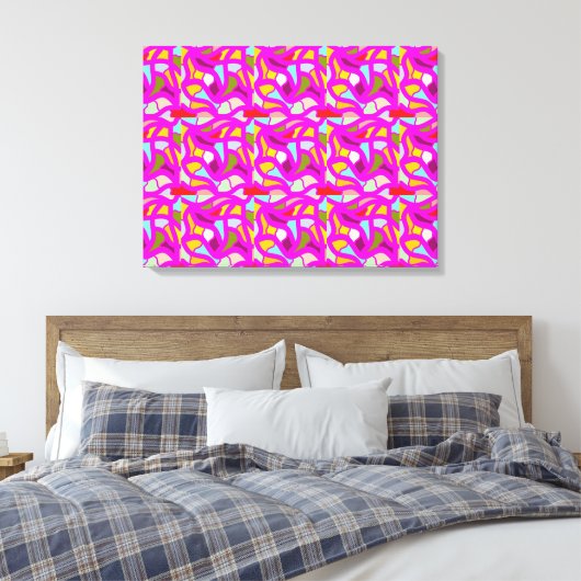 Mooie patronen in roze en regenboogkleuren canvas afdruk (Insitu (Slaapkamer))