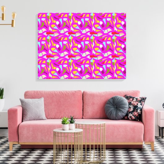 Mooie patronen in roze en regenboogkleuren canvas afdruk (Insitu (Woonkamer))