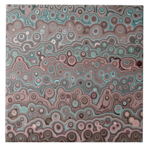 Mooie patroon bruin roze blauw turquoise M2 Tegeltje