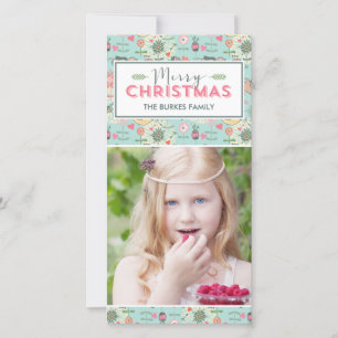 Mooie Patroon Kerstvakantie Fotokaart Feestdagenkaart