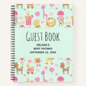 Mooie patroon met gelukkige dieren en speelgoed ga notitieboek (Voorkant)