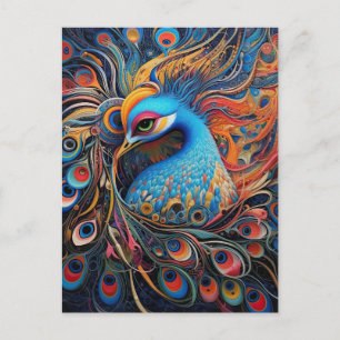 mooie pauw art nouveau briefkaart