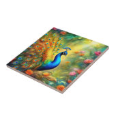 Mooie pauw in tuin vogel 98 tegeltje (Zijkant)