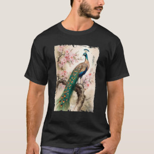 Mooie pauw Japanse kersenbloesem kunst T-shirt
